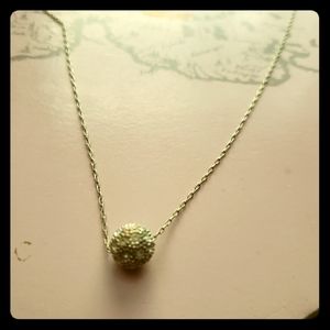 Avon Silver Necklace With Crystal Ball Pendant